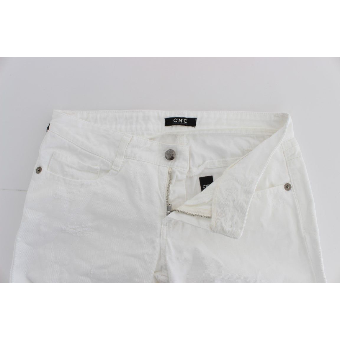 Chic Slim Fit White Cotton Jeans