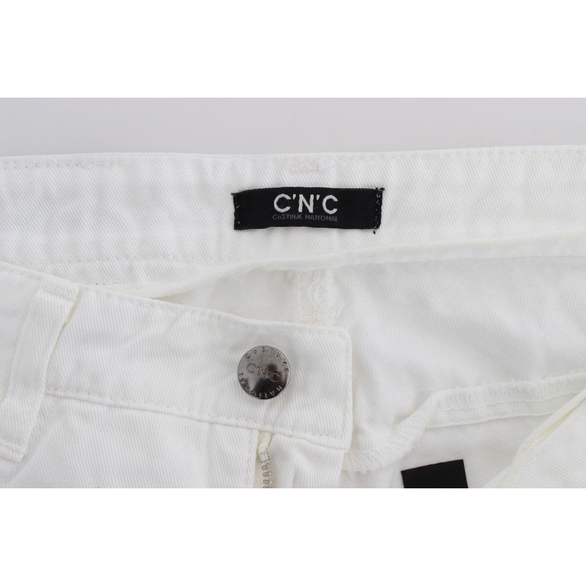 Chic Slim Fit White Cotton Jeans