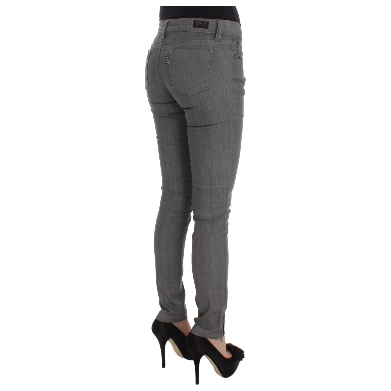 Costume National Chic Gray Slim-Fit Designer Jeans gray-cotton-blend-slim-fit-jeans-1