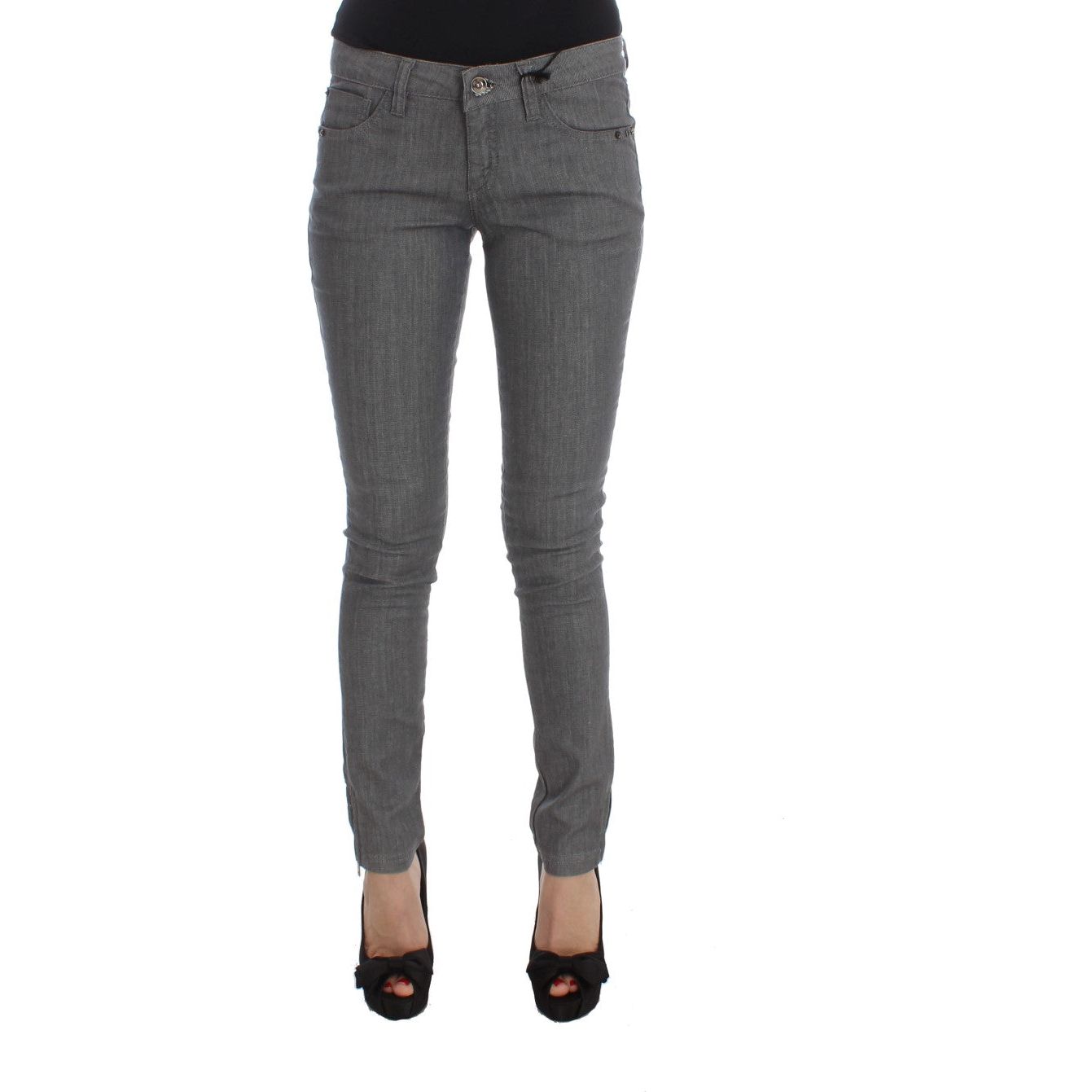 Costume National Chic Gray Slim-Fit Designer Jeans gray-cotton-blend-slim-fit-jeans-1