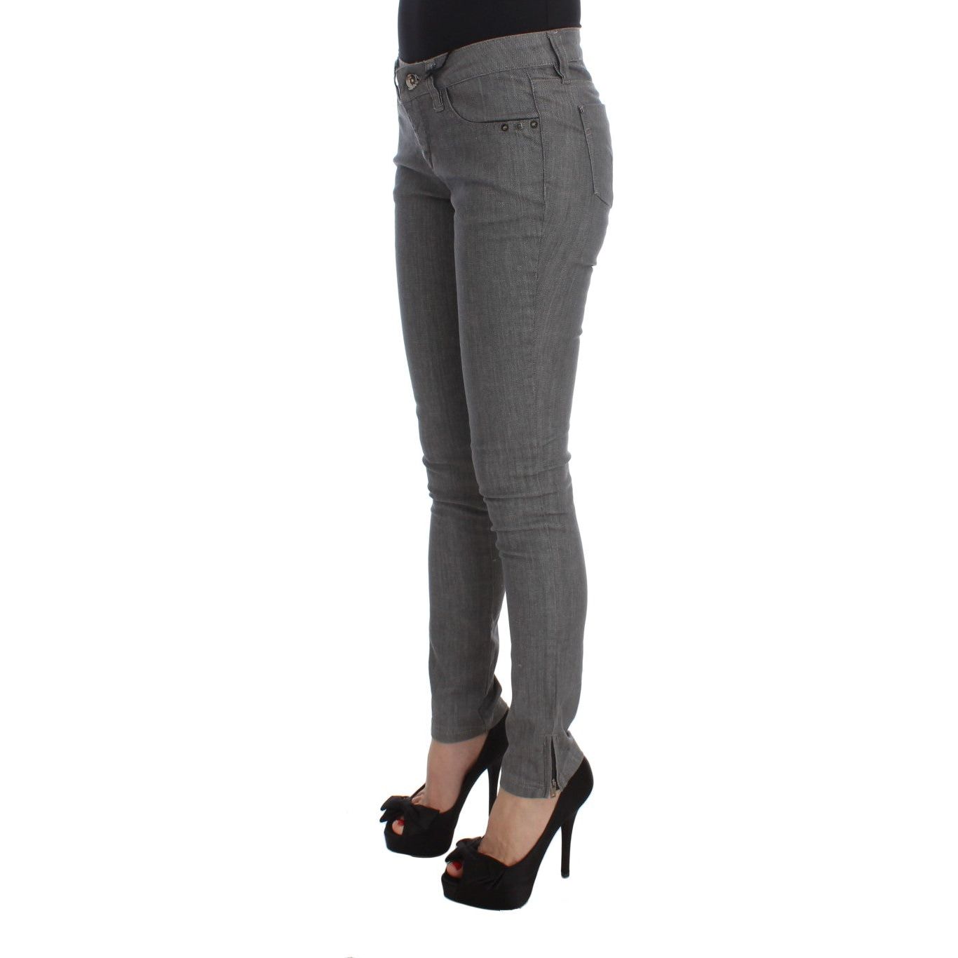 Chic Gray Slim-Fit Designer Jeans