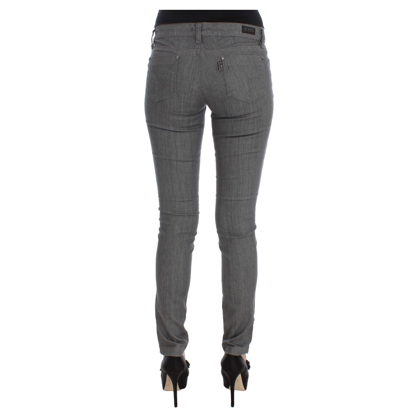 Chic Gray Slim-Fit Designer Jeans