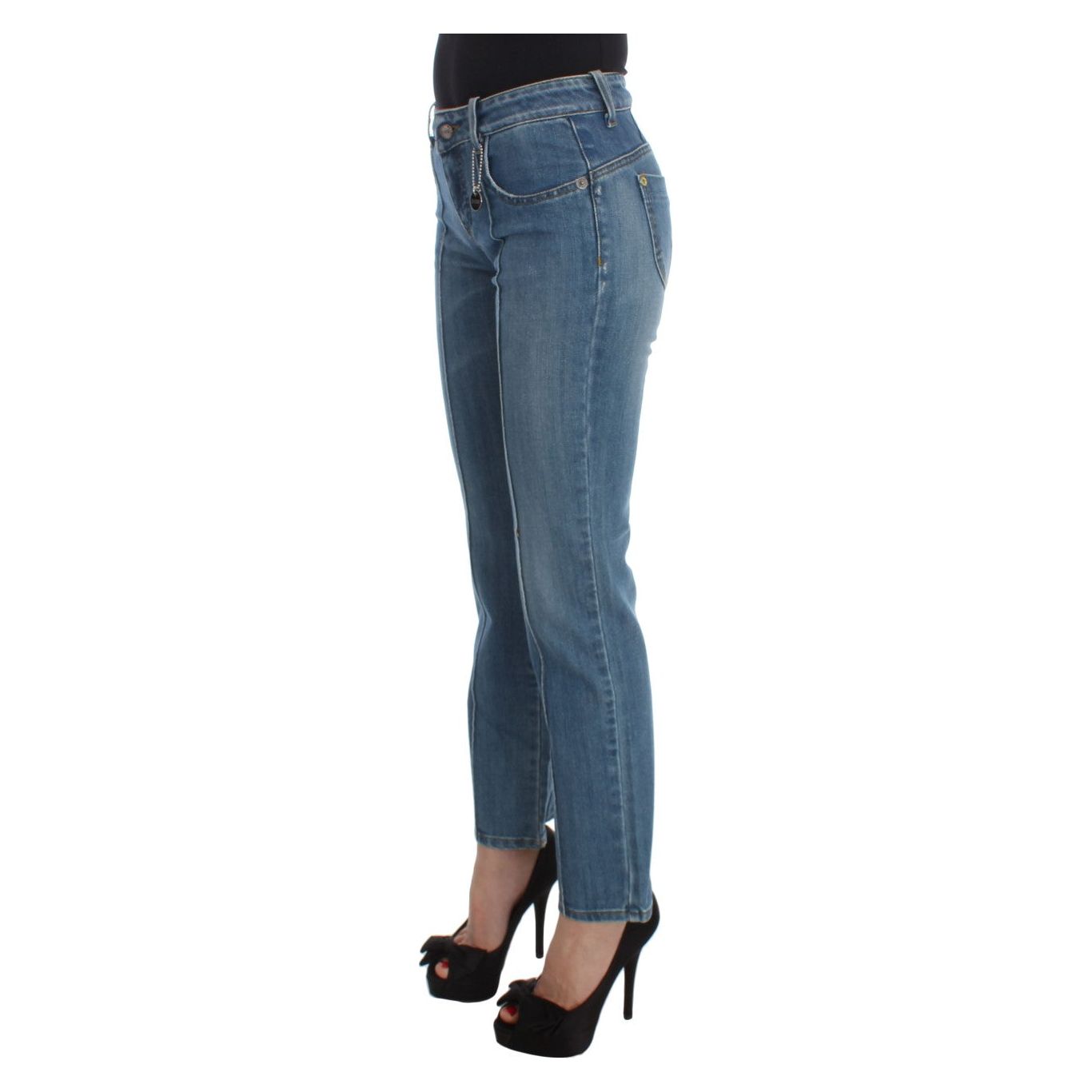 Costume National Chic Slim Fit Blue Jeans for the Modern Woman Jeans & Pants blue-cotton-slim-fit-cropped-jeans