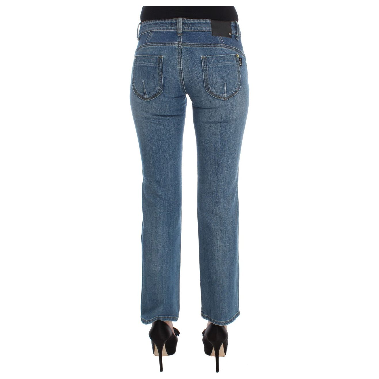 Costume National Chic Slim Fit Blue Jeans for the Modern Woman Jeans & Pants blue-cotton-slim-fit-cropped-jeans