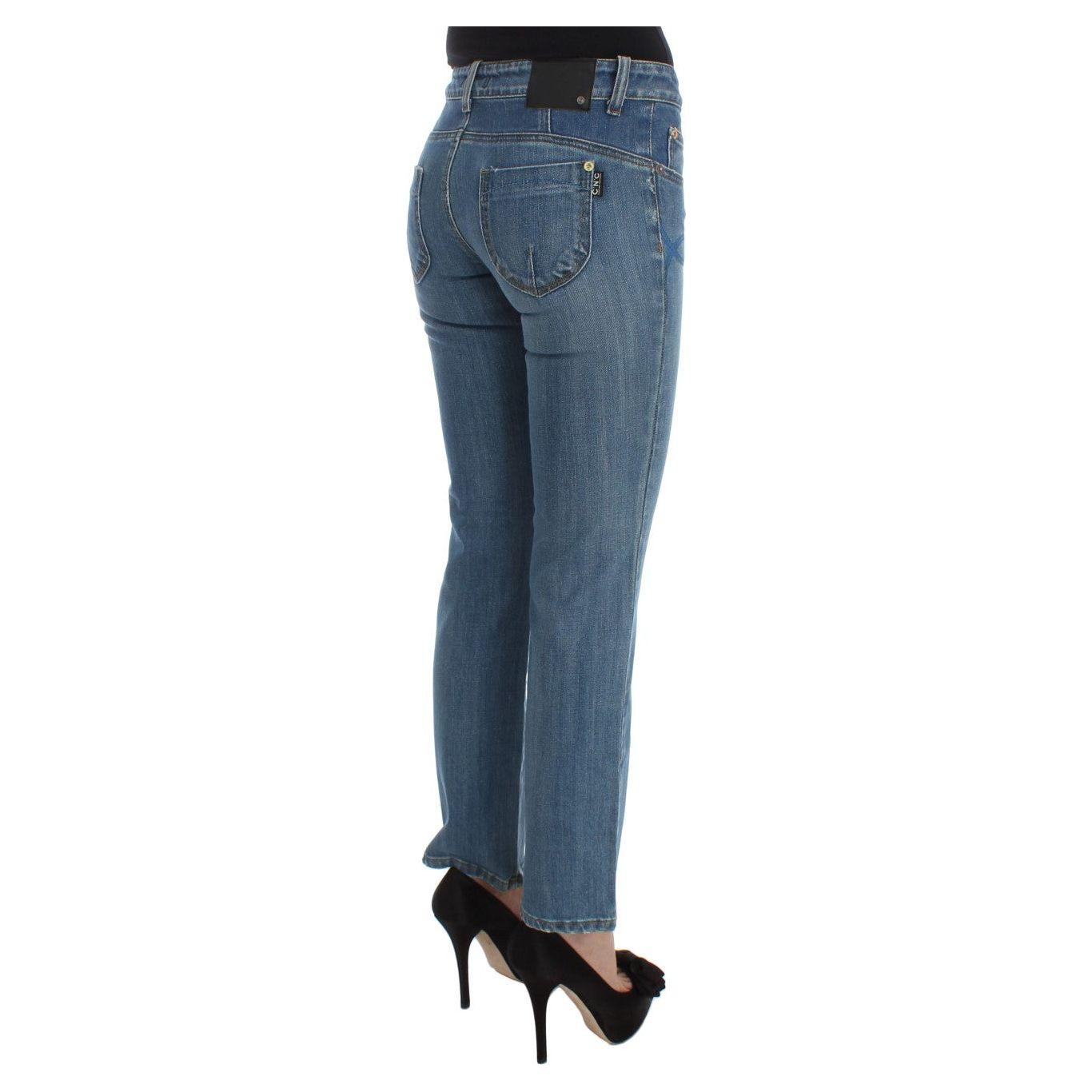 Costume National Blue Cotton Slim Fit Cropped Jeans