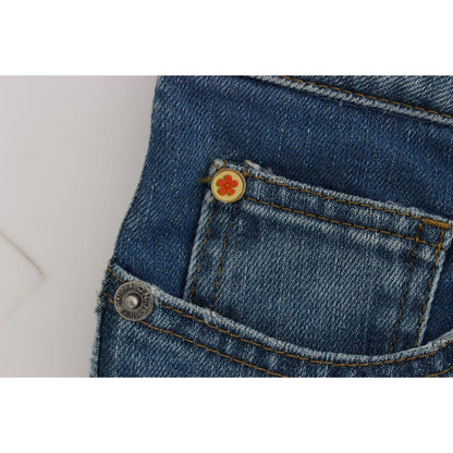 Costume National Blue Cotton Slim Fit Cropped Jeans