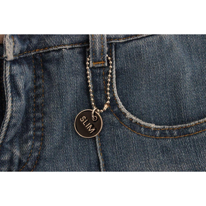 Costume National Blue Cotton Slim Fit Cropped Jeans