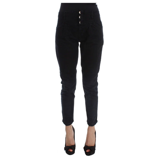 Costume National Sleek Slim Fit Black Denim Jeans Jeans & Pants black-cotton-slim-fit-cropped-jeans