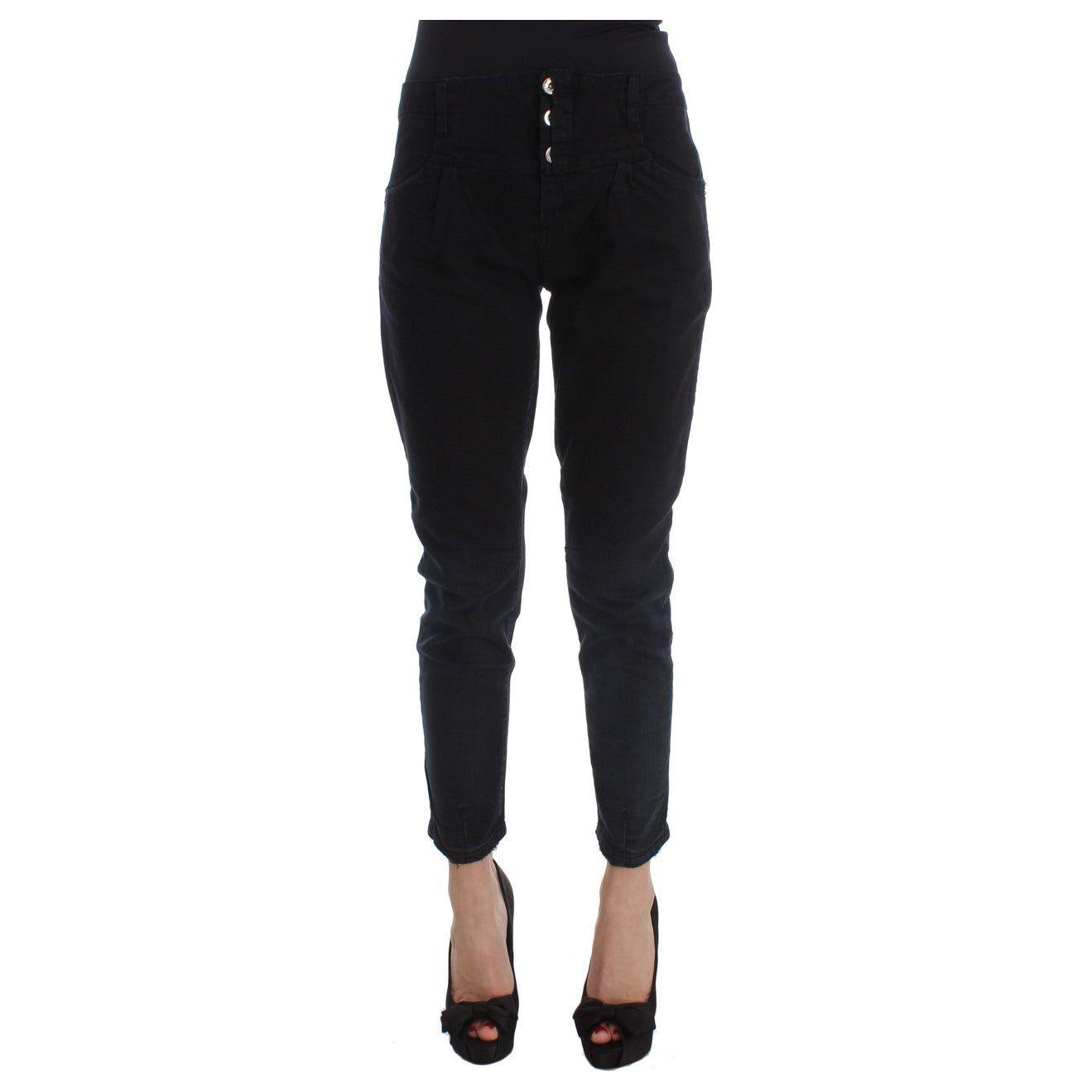Costume National Black Cotton Slim Fit Cropped Jeans Costume National