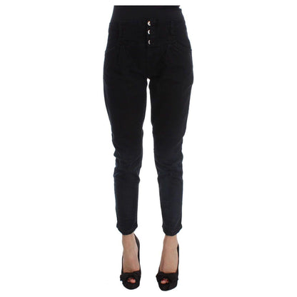 Costume National Black Cotton Slim Fit Cropped Jeans Costume National
