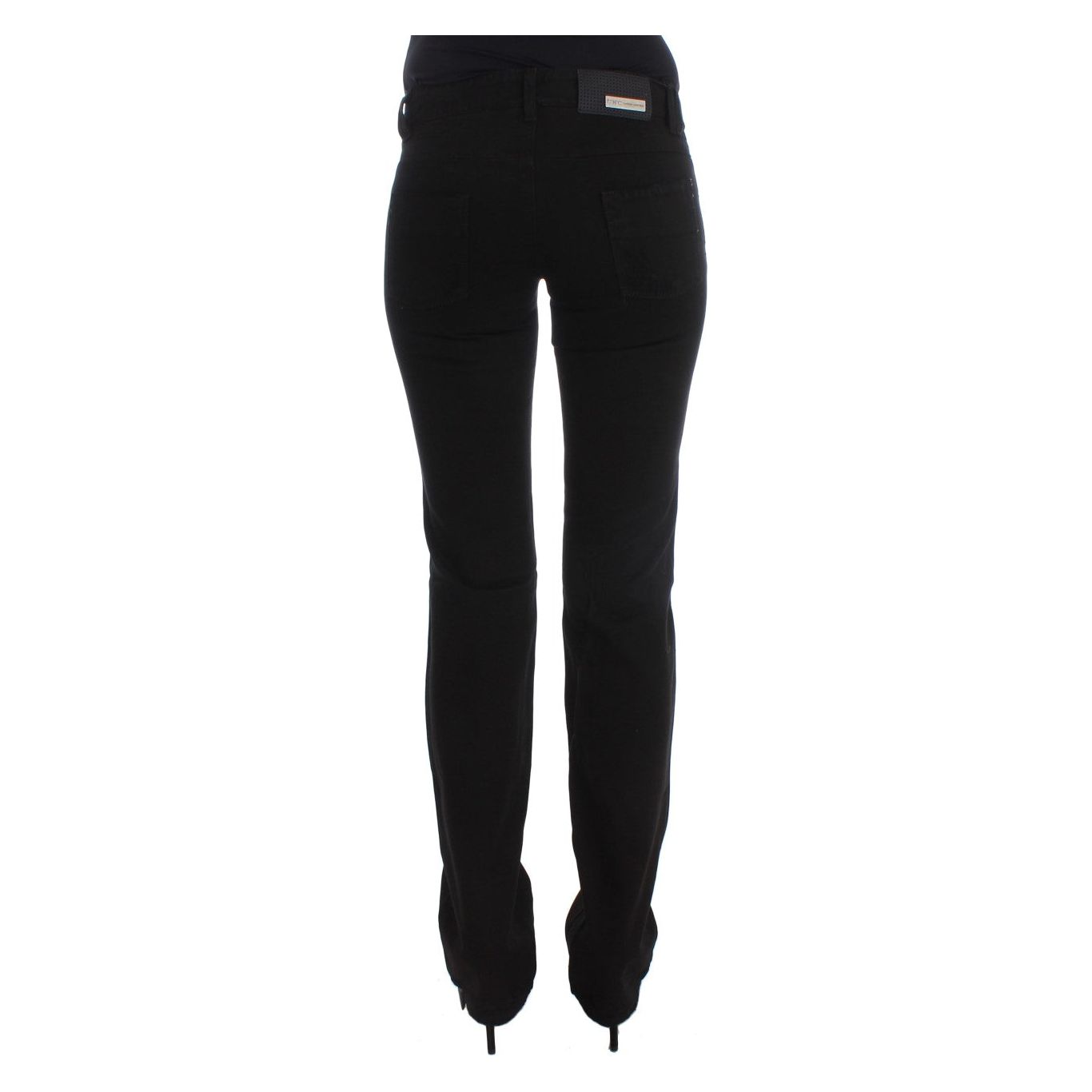 Chic Black Slim Fit Zippered Cotton Jeans