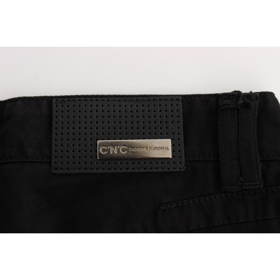 Chic Black Slim Fit Zippered Cotton Jeans