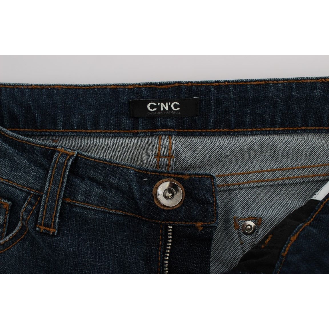 Costume National Chic Blue Regular Fit Designer Jeans Jeans & Pants blue-cotton-blend-bootcut-jeans
