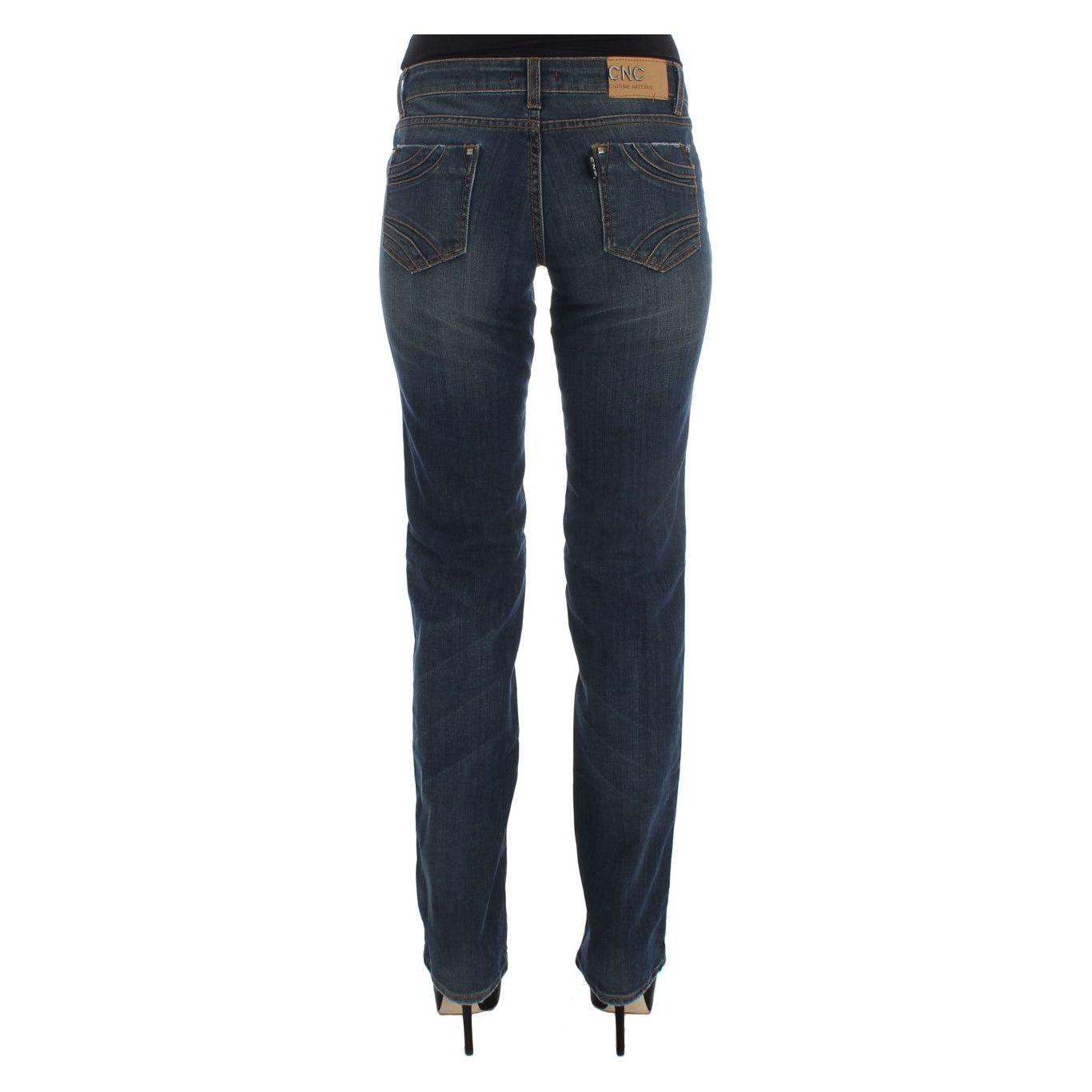Costume National Blue Cotton Blend Bootcut Jeans Jeans & Pants