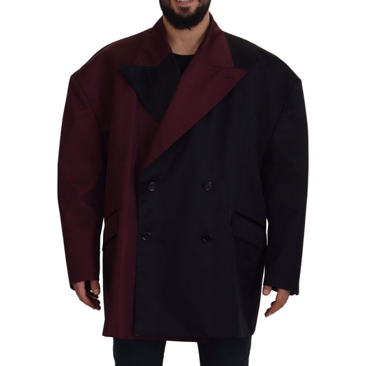 Elegant Bordeaux Double-Breasted Jacket