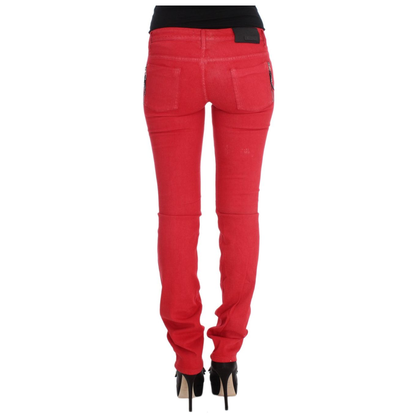 Chic Red Slim Fit Jeans