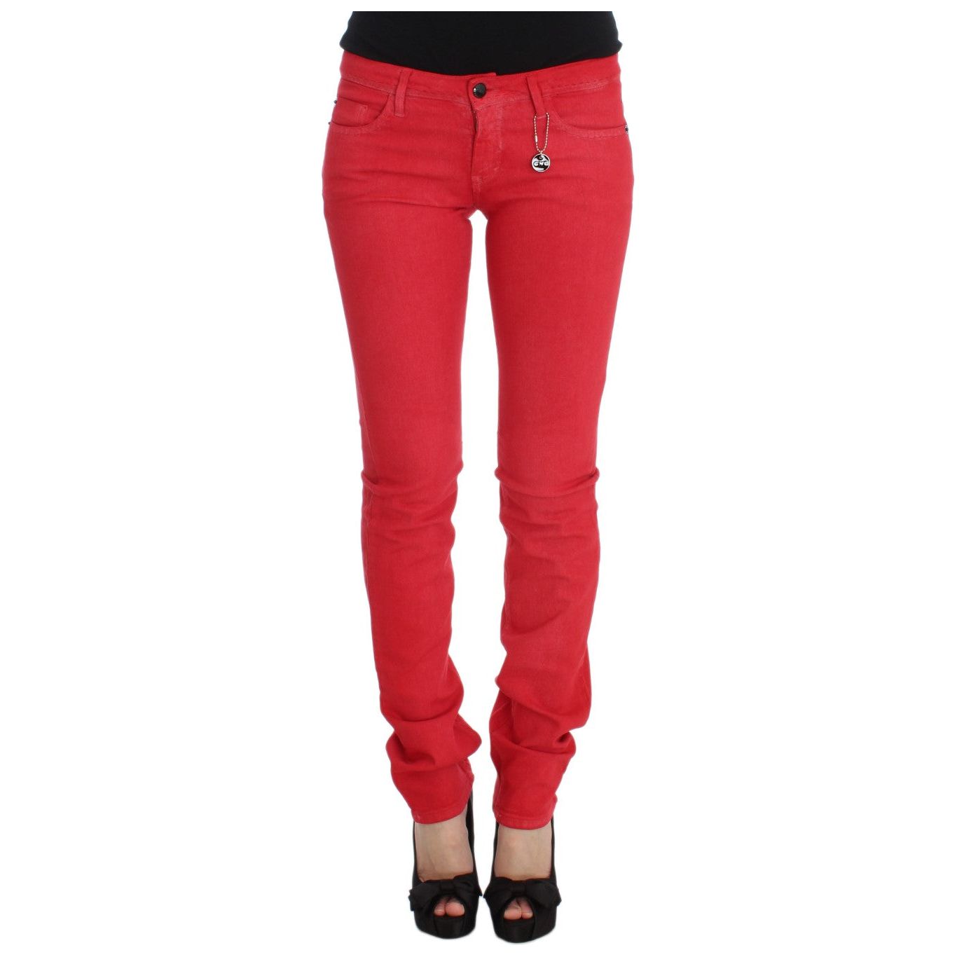 Costume National Chic Red Slim Fit Jeans red-cotton-blend-super-slim-fit-jeans