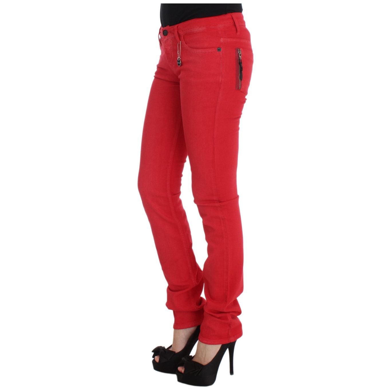 Chic Red Slim Fit Jeans