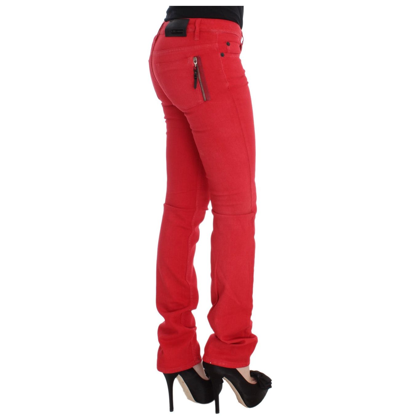 Chic Red Slim Fit Jeans