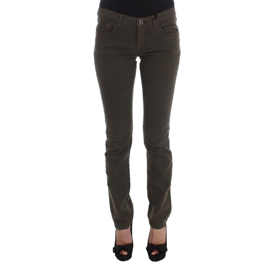 Chic Slim Fit Green Cotton Jeans