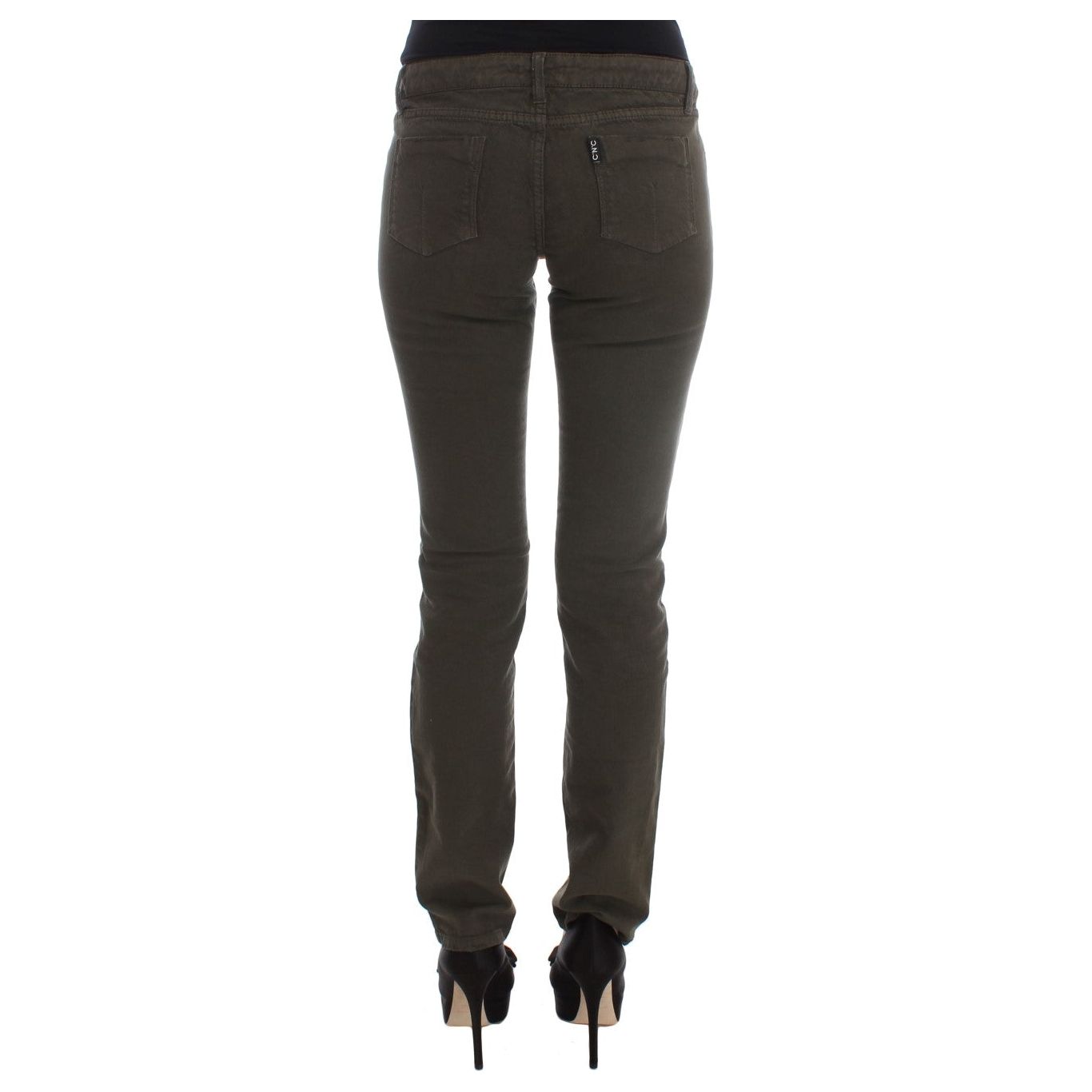 Chic Slim Fit Green Cotton Jeans