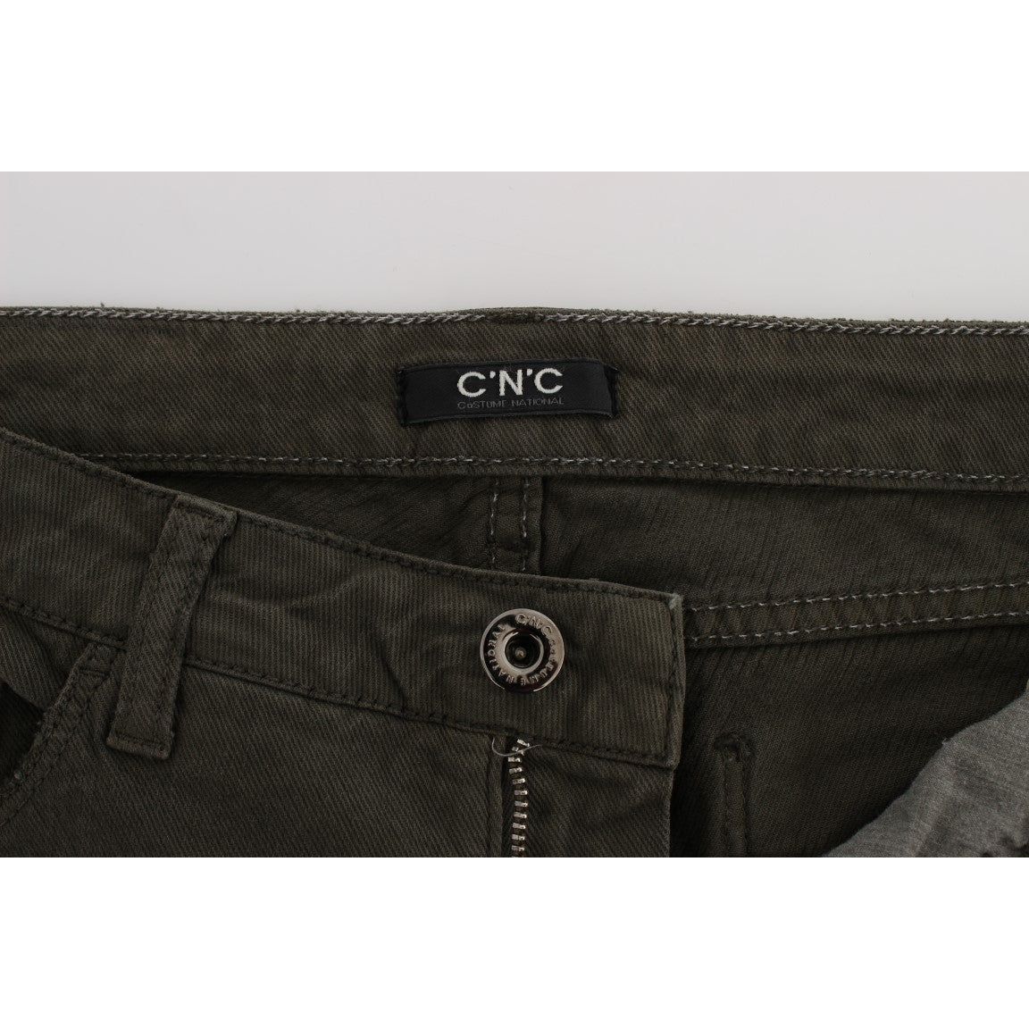 Chic Slim Fit Green Cotton Jeans