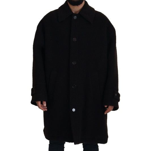 Elegant Black Alpaca Wool Blend Jacket