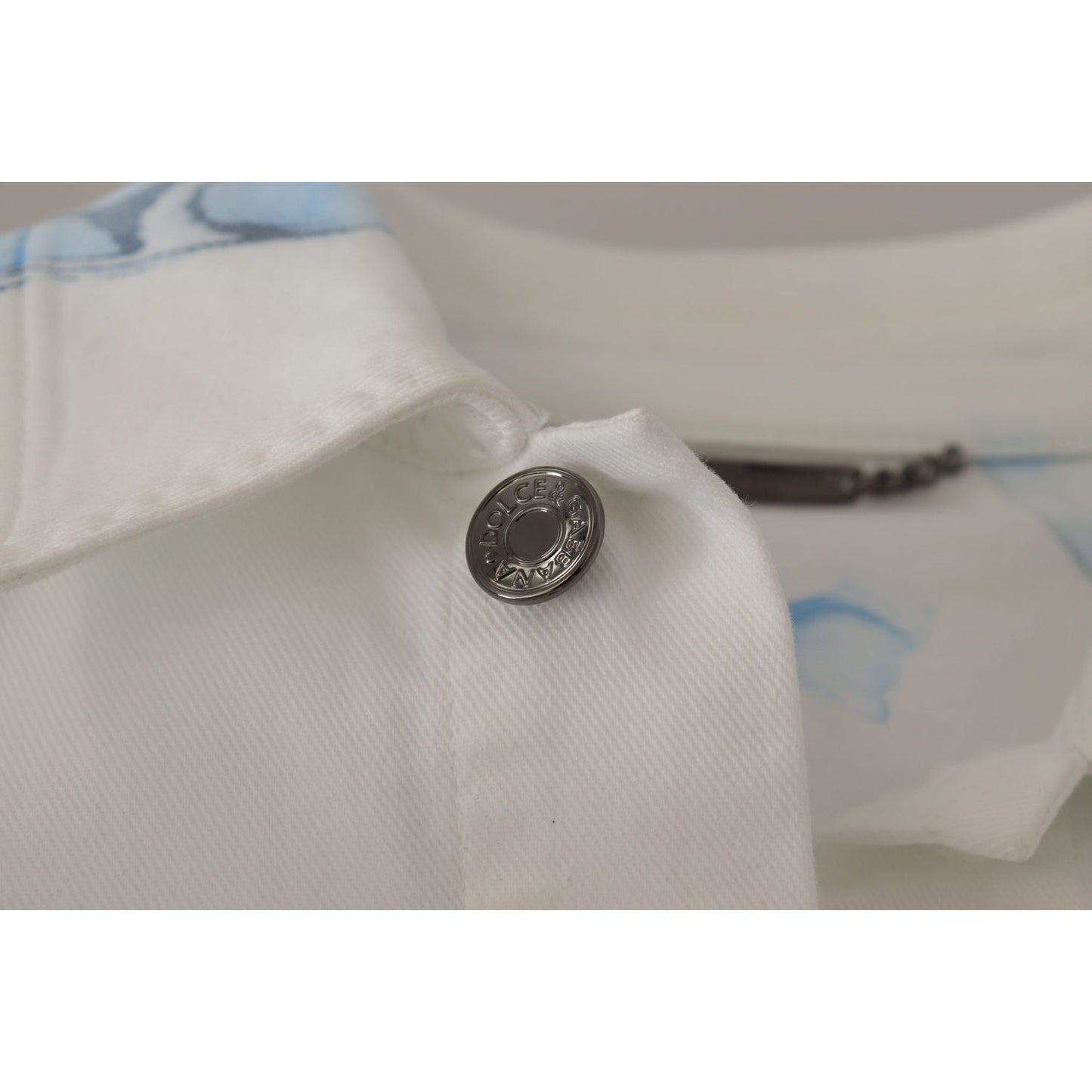 Dolce & Gabbana White Cotton Logo Embroidery Denim Jacket