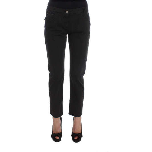 Costume National Chic Black Regular Fit Denim Jeans Jeans & Pants black-cotton-capri-cropped-denim-jeans