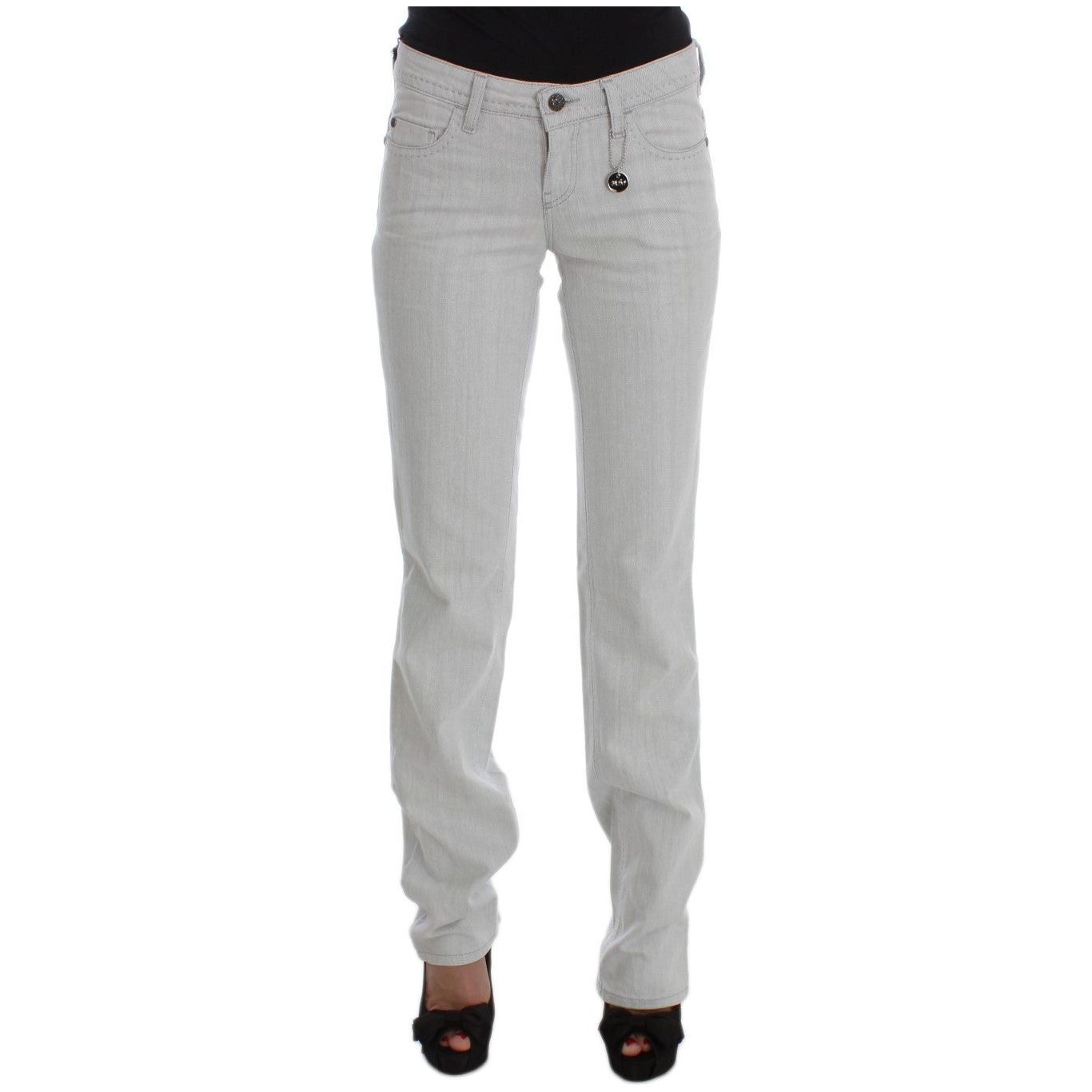 Chic Gray Slim Fit Designer Jeans