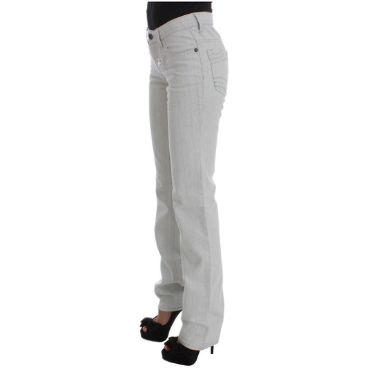 Chic Gray Slim Fit Designer Jeans