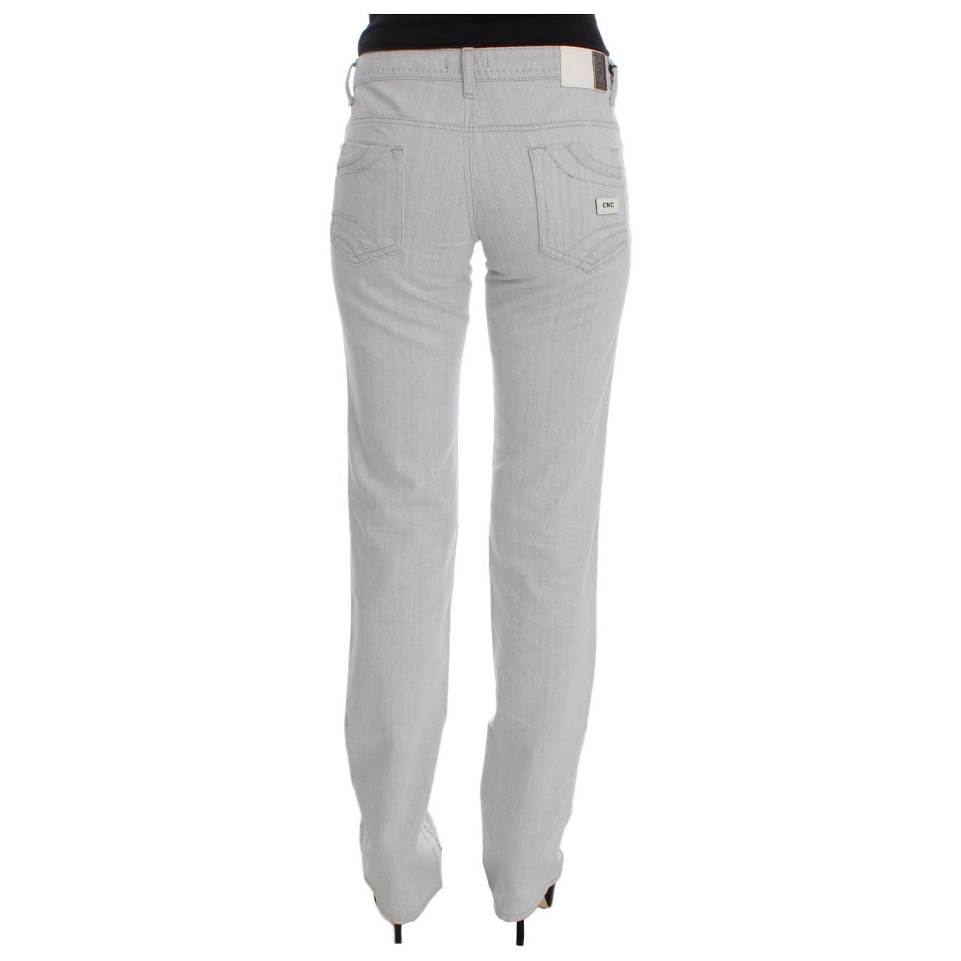 Chic Gray Slim Fit Designer Jeans