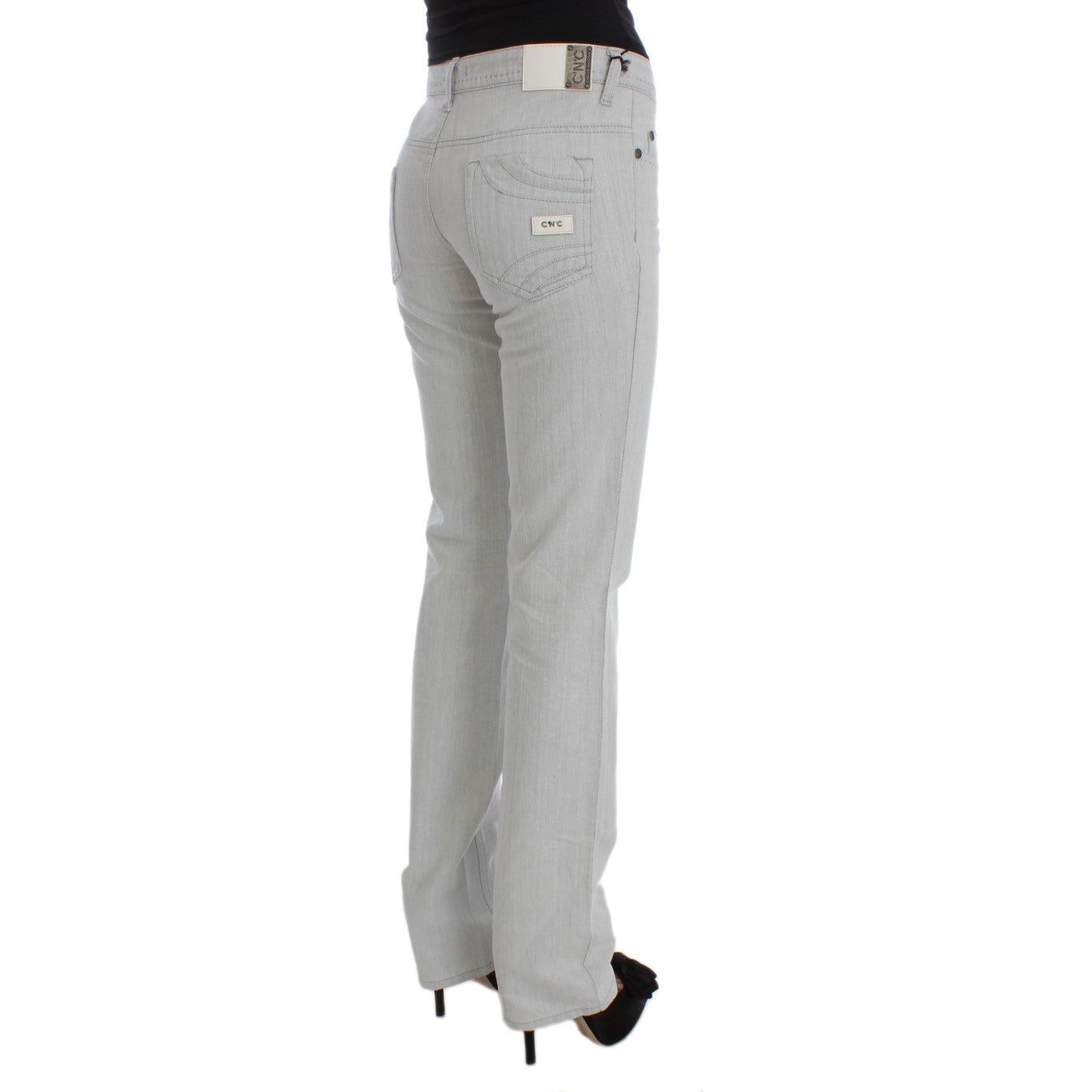 Chic Gray Slim Fit Designer Jeans