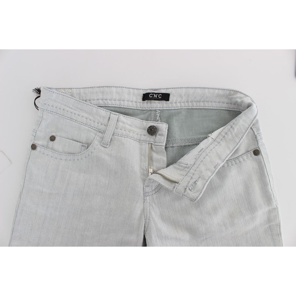 Chic Gray Slim Fit Designer Jeans