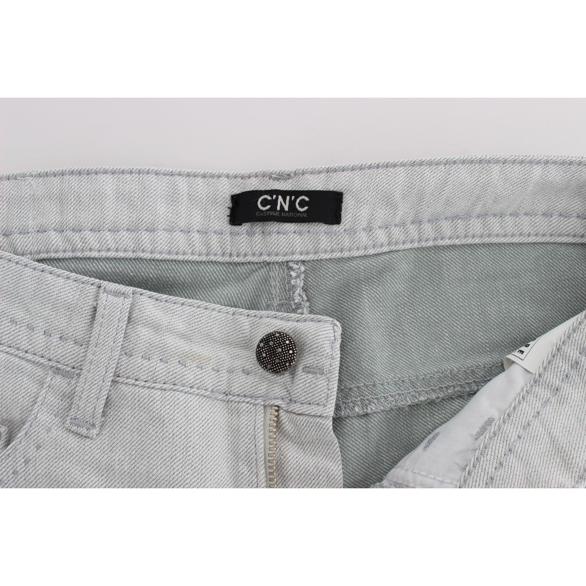 Chic Gray Slim Fit Designer Jeans