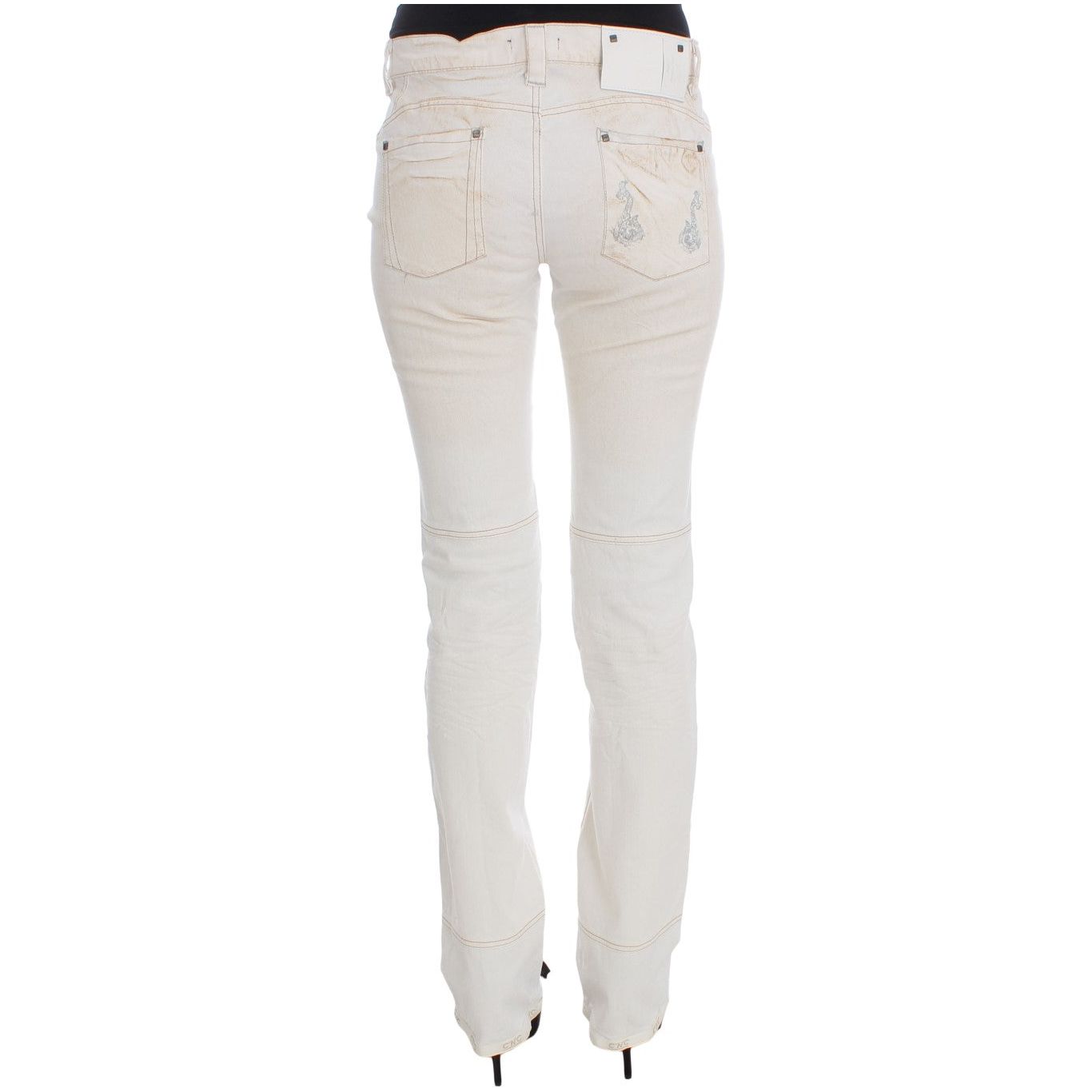 Costume National Chic White Slim Fit Designer Jeans white-cotton-slim-fit-bootcut-jeans