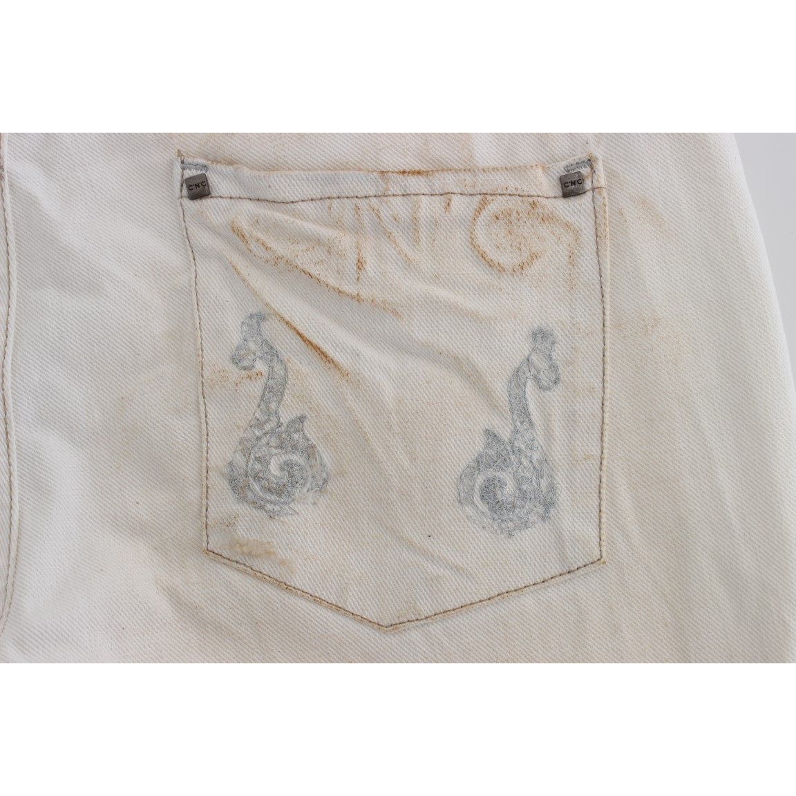 Chic White Slim Fit Designer Jeans