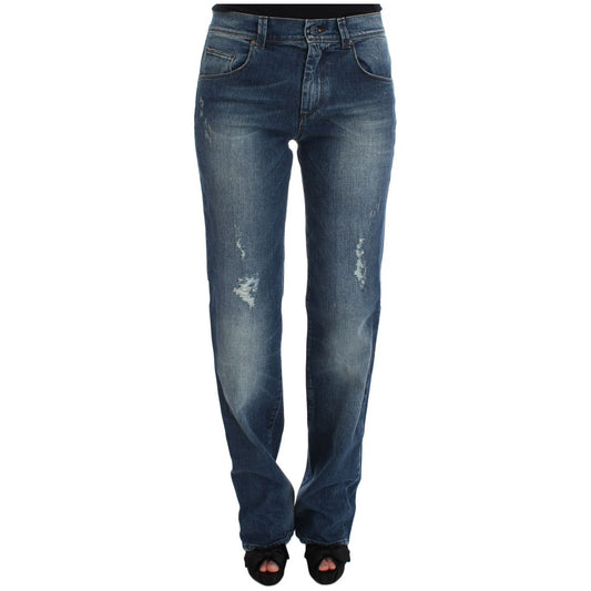 Ermanno Scervino Chic Slim Fit Straight Leg Elegance blue-wash-cotton-blend-slim-fit-jeans