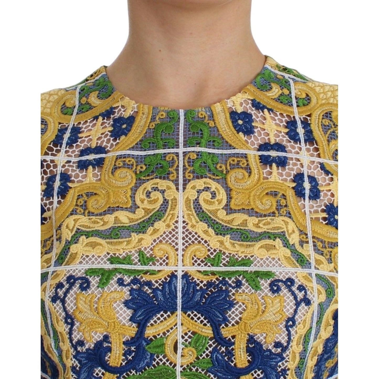 Dolce & Gabbana Majolica Embroidered Sleeveless Elegance multicolor-majolica-embroidered-sweater