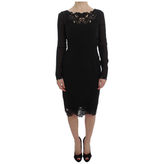 Dolce & Gabbana Elegant Black Floral Lace Sheath Dress Dolce & Gabbana