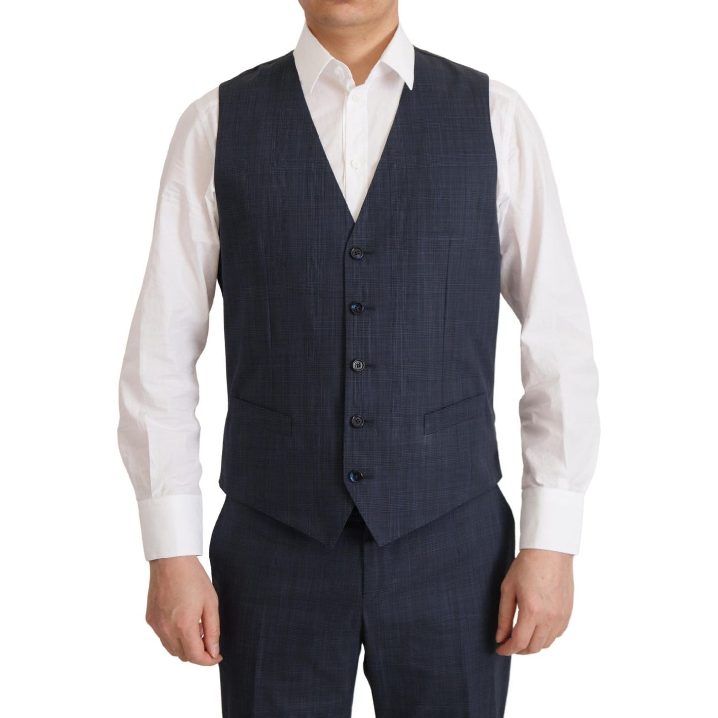 Elegant Dark Blue Cotton Three Piece Martini Suit