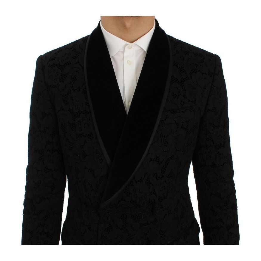 Dolce & Gabbana Elegant Slim Fit Black Silk-Blend Blazer elegant-slim-fit-black-silk-blend-blazer