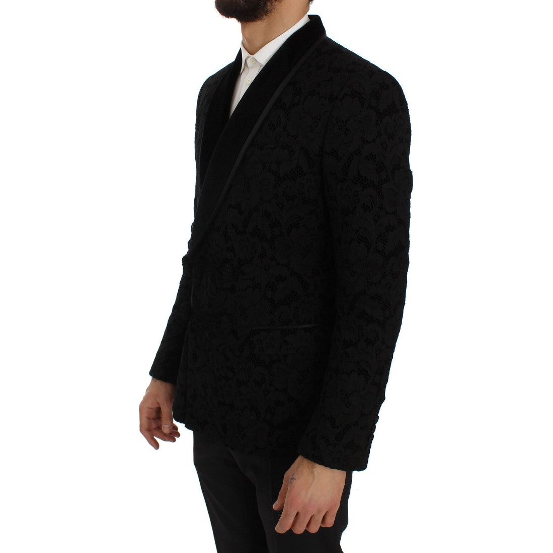 Elegant Slim Fit Black Silk-Blend Blazer