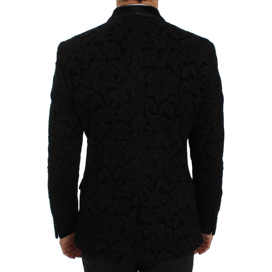 Elegant Slim Fit Black Silk-Blend Blazer