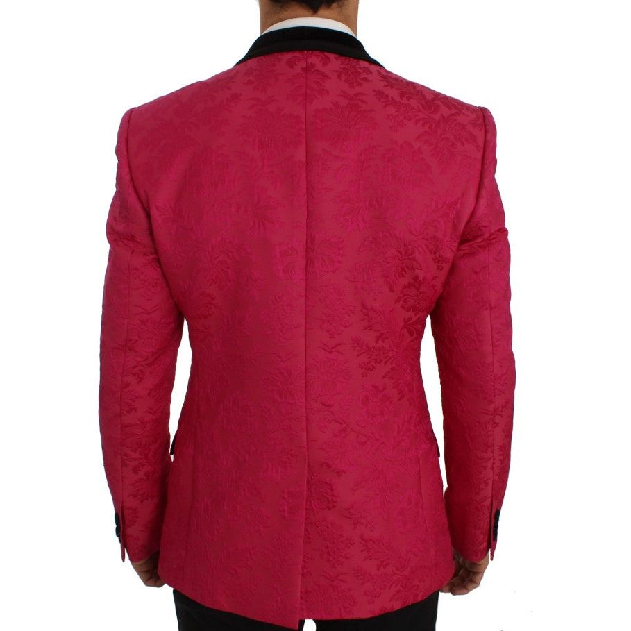 Dolce & Gabbana Floral Brocade Single-Breasted Blazer pink-floral-brocade-slim-blazer-jacket