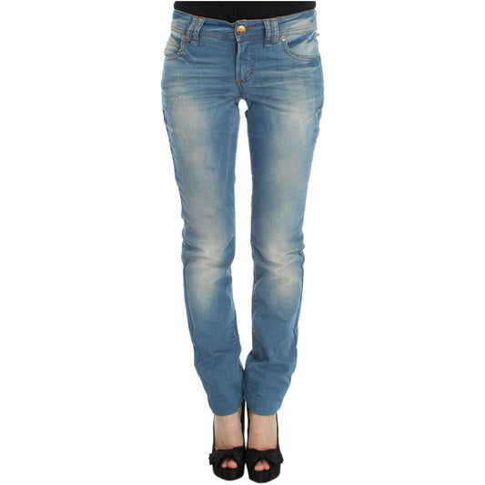 John Galliano Sleek Blue Slim Fit Designer Jeans blue-wash-cotton-blend-slim-fit-jeans-1
