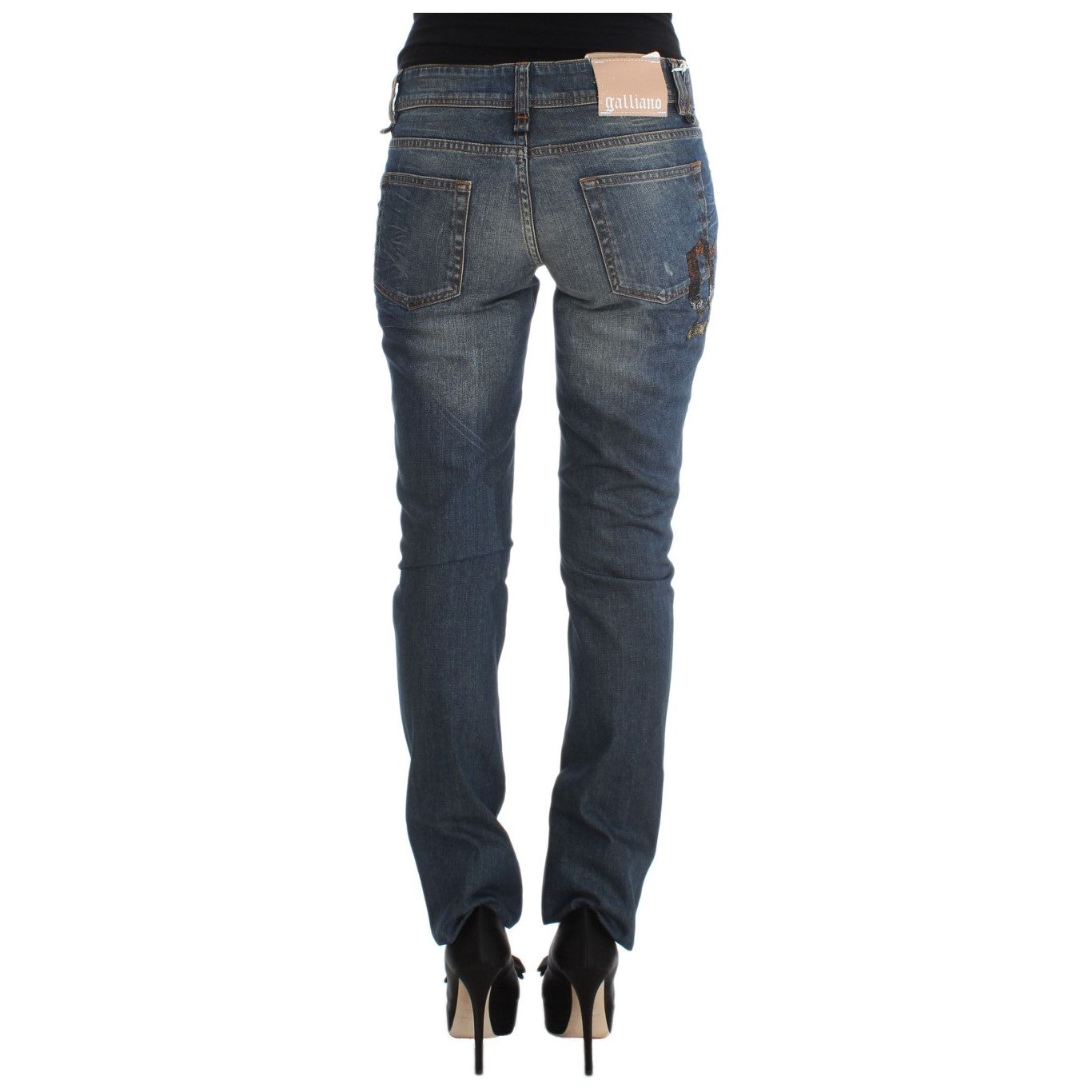 John Galliano Chic Slim Fit Blue Jeans blue-wash-cotton-blend-slim-fit-jeans-2