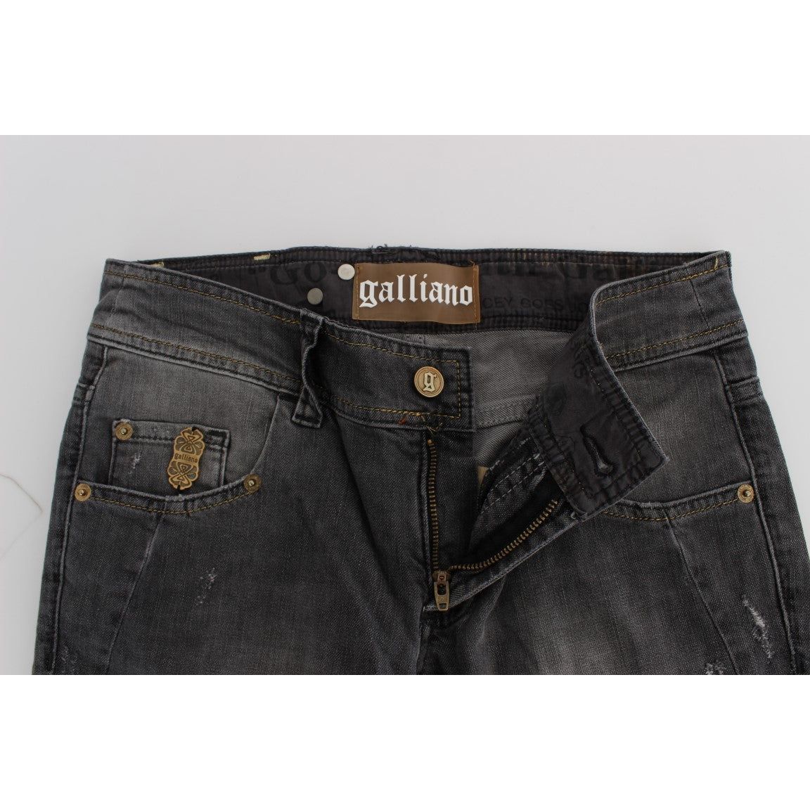 John Galliano Elegant Slim Fit Gray Wash Jeans John Galliano