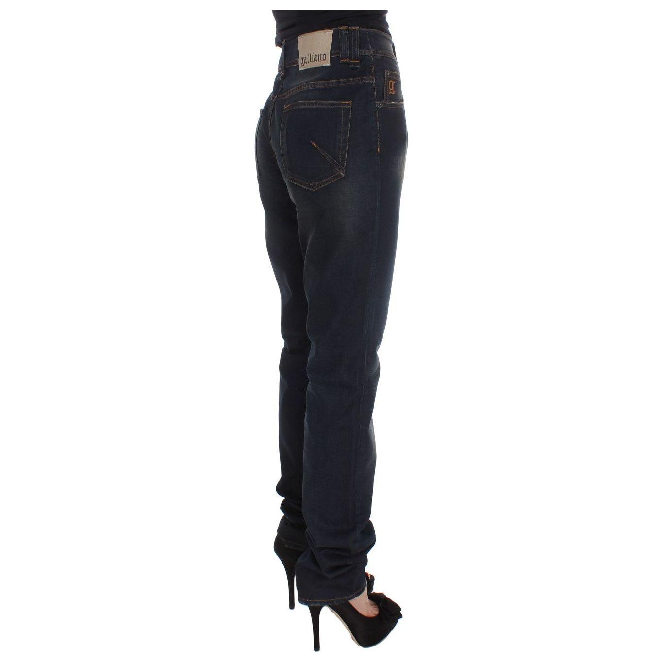 John Galliano Blue Wash Cotton Blend Boyfriend Fit Jeans
