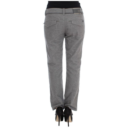 Ermanno Scervino Gray Cotton Straight Fit Casual Pants
